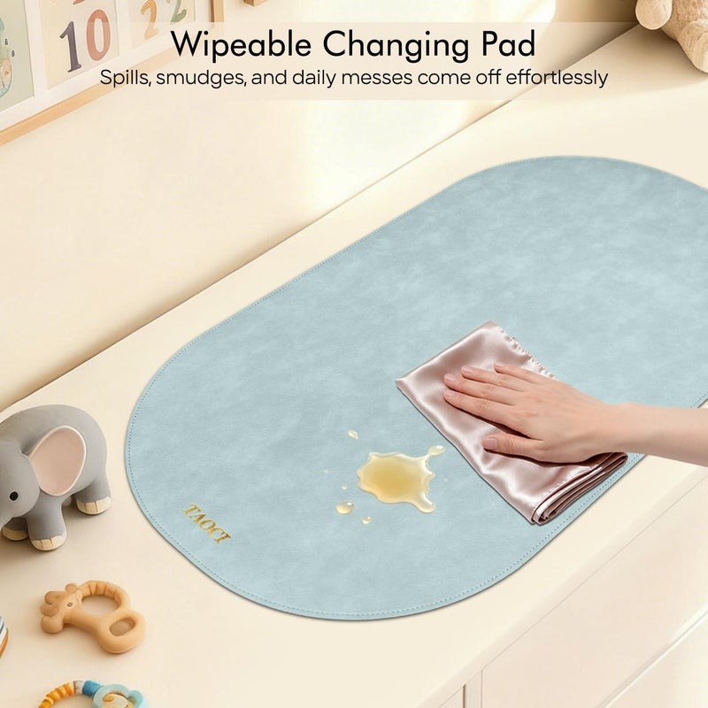 TAOCI Baby Changing Pad, Wipeable Portable Changing Pad, Diaper Change Mat, Waterproof Vegan Leather Changing Pads for Home & Travel, Light Blue, 27.5 x 15.7 '' - Image 5